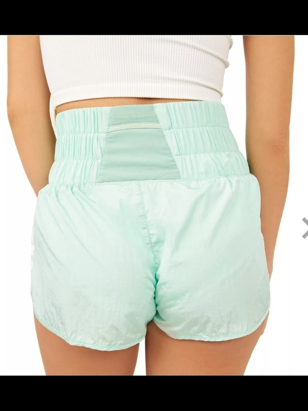 Free People Mint Green Floral Elastic-Waist Athletic Shorts Size L - Picture 5 of 7